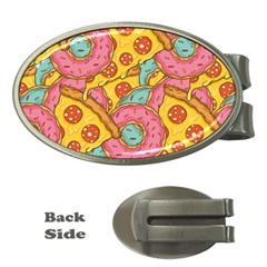 Fast Food Pizza And Donut Pattern Money Clips (oval)  by DinzDas