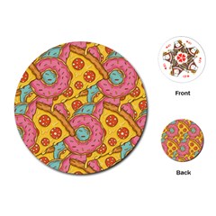 Fast Food Pizza And Donut Pattern Playing Cards Single Design (round) by DinzDas