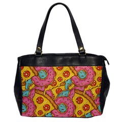 Fast Food Pizza And Donut Pattern Oversize Office Handbag by DinzDas