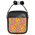 Fast Food Pizza And Donut Pattern Girls Sling Bag Front