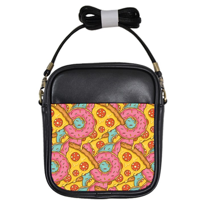 Fast Food Pizza And Donut Pattern Girls Sling Bag