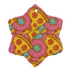 Fast Food Pizza And Donut Pattern Snowflake Ornament (two Sides) by DinzDas