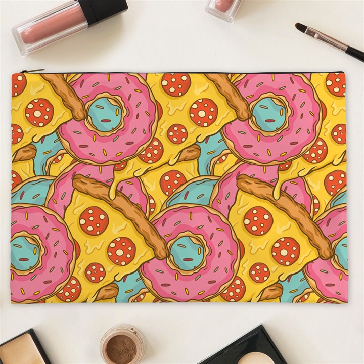 Fast Food Pizza And Donut Pattern Cosmetic Bag (XXL)