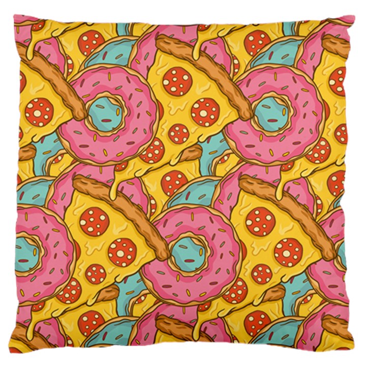 Fast Food Pizza And Donut Pattern Large Flano Cushion Case (One Side)