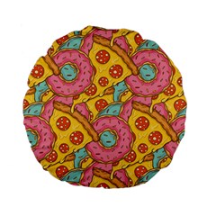 Fast Food Pizza And Donut Pattern Standard 15  Premium Flano Round Cushions by DinzDas