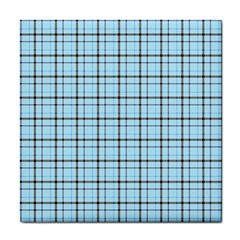 Sky Blue Tartan Plaid Pattern, With Black Lines Tile Coaster by Casemiro