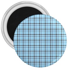 Sky Blue Tartan Plaid Pattern, With Black Lines 3  Magnets by Casemiro