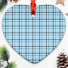 Sky Blue Tartan Plaid Pattern, With Black Lines Ornament (heart) by Casemiro