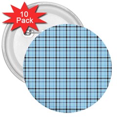 Sky Blue Tartan Plaid Pattern, With Black Lines 3  Buttons (10 Pack)  by Casemiro