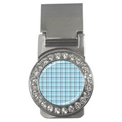 Sky Blue Tartan Plaid Pattern, With Black Lines Money Clips (cz)  by Casemiro