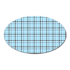 Sky Blue Tartan Plaid Pattern, With Black Lines Oval Magnet by Casemiro