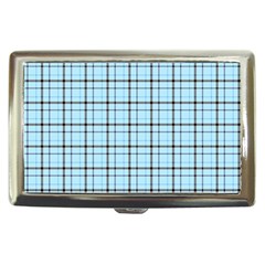 Sky Blue Tartan Plaid Pattern, With Black Lines Cigarette Money Case by Casemiro