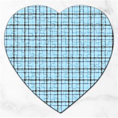 Sky Blue Tartan Plaid Pattern, With Black Lines Jigsaw Puzzle (heart) by Casemiro