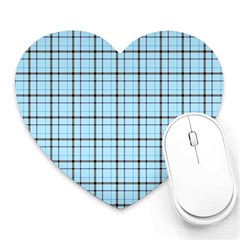 Sky Blue Tartan Plaid Pattern, With Black Lines Heart Mousepads by Casemiro