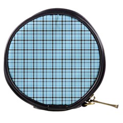 Sky Blue Tartan Plaid Pattern, With Black Lines Mini Makeup Bag by Casemiro