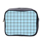 Sky blue tartan plaid pattern, with black lines Mini Toiletries Bag (Two Sides) Front