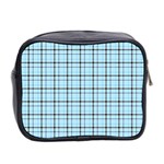 Sky blue tartan plaid pattern, with black lines Mini Toiletries Bag (Two Sides) Back