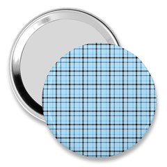 Sky Blue Tartan Plaid Pattern, With Black Lines 3  Handbag Mirrors by Casemiro