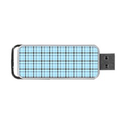 Sky Blue Tartan Plaid Pattern, With Black Lines Portable Usb Flash (one Side) by Casemiro