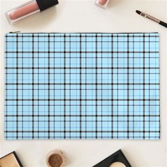 Sky Blue Tartan Plaid Pattern, With Black Lines Cosmetic Bag (xxl) by Casemiro