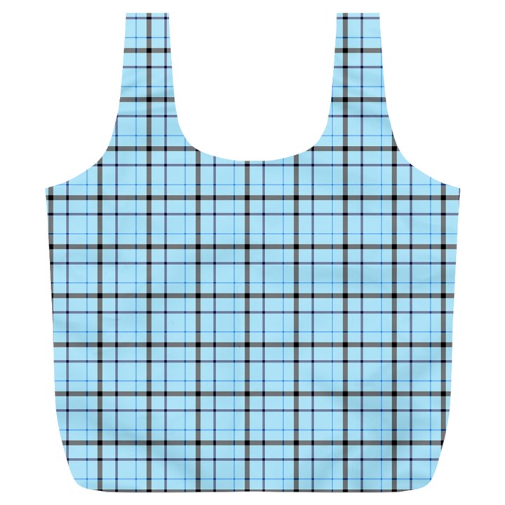 Sky blue tartan plaid pattern, with black lines Full Print Recycle Bag (XL)