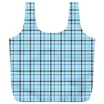 Sky blue tartan plaid pattern, with black lines Full Print Recycle Bag (XL) Back