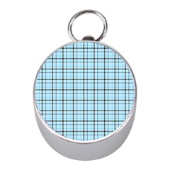 Sky Blue Tartan Plaid Pattern, With Black Lines Mini Silver Compasses by Casemiro