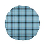 Sky blue tartan plaid pattern, with black lines Standard 15  Premium Flano Round Cushions Front