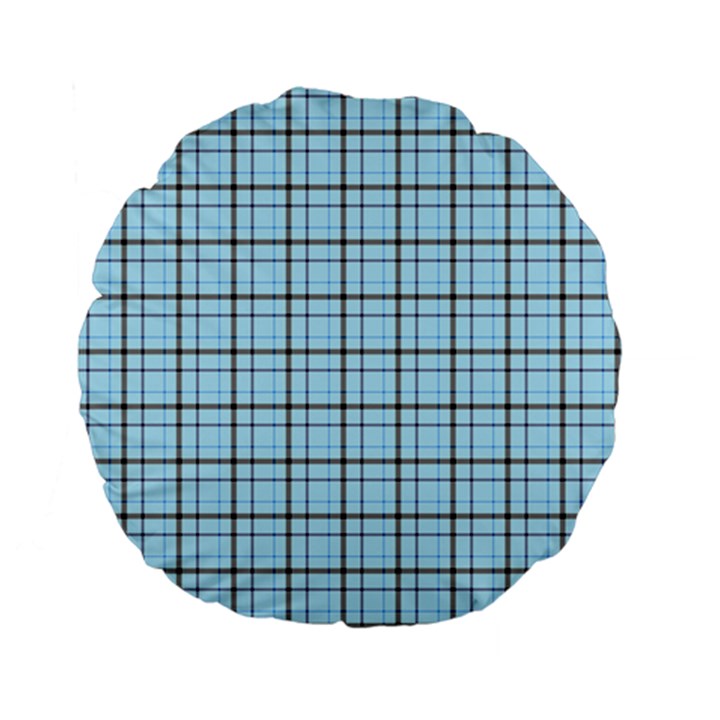 Sky blue tartan plaid pattern, with black lines Standard 15  Premium Flano Round Cushions