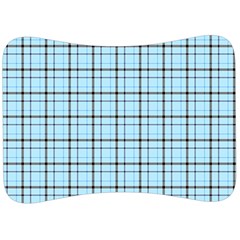 Sky Blue Tartan Plaid Pattern, With Black Lines Velour Seat Head Rest Cushion by Casemiro