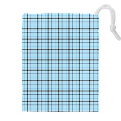 Sky Blue Tartan Plaid Pattern, With Black Lines Drawstring Pouch (5xl) by Casemiro