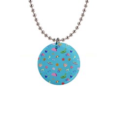 Summer  Beach  The Sun 1  Button Necklace by SychEva