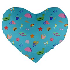 Summer  Beach  The Sun Large 19  Premium Heart Shape Cushions by SychEva