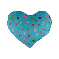 Summer  Beach  The Sun Standard 16  Premium Flano Heart Shape Cushions by SychEva