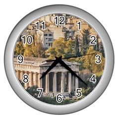 Athens Aerial View Landscape Photo Wall Clock (silver) by dflcprintsclothing