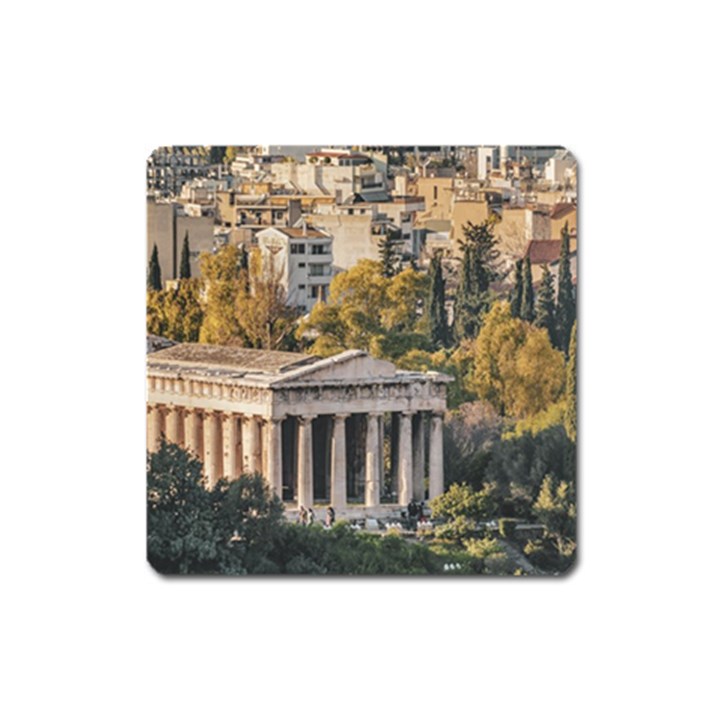 Athens Aerial View Landscape Photo Square Magnet