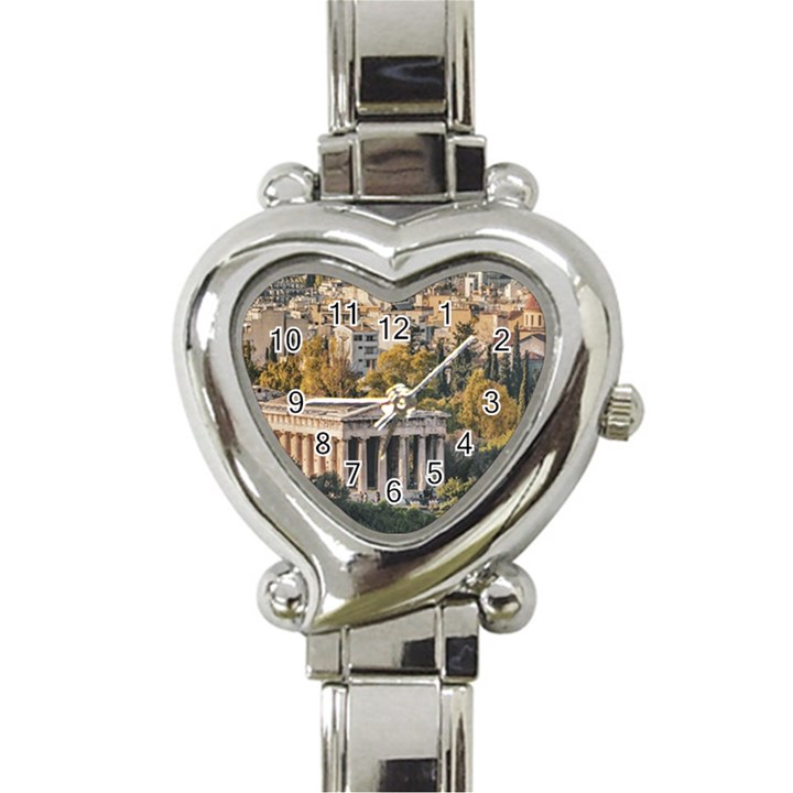 Athens Aerial View Landscape Photo Heart Italian Charm Watch