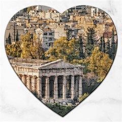 Athens Aerial View Landscape Photo Jigsaw Puzzle (heart) by dflcprintsclothing