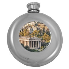 Athens Aerial View Landscape Photo Round Hip Flask (5 Oz) by dflcprintsclothing