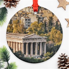 Athens Aerial View Landscape Photo Round Ornament (two Sides) by dflcprintsclothing