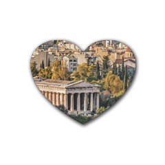 Athens Aerial View Landscape Photo Rubber Coaster (heart)  by dflcprintsclothing