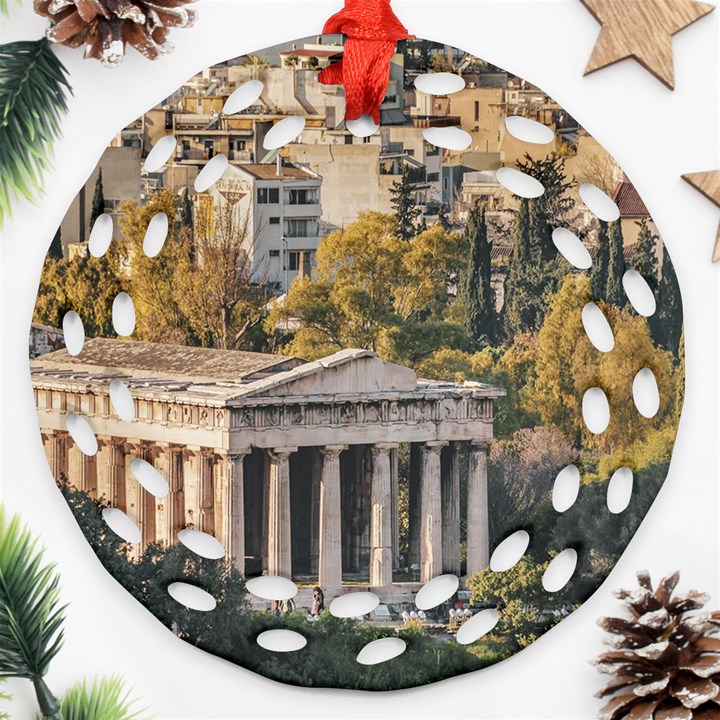 Athens Aerial View Landscape Photo Ornament (Round Filigree)