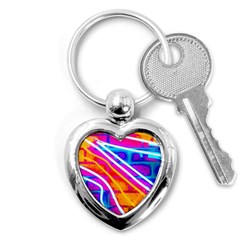 Pop Art Neon Wall Key Chain (heart) by essentialimage365