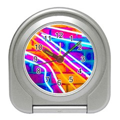 Pop Art Neon Wall Travel Alarm Clock by essentialimage365