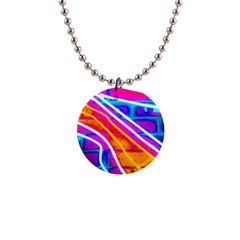 Pop Art Neon Wall 1  Button Necklace by essentialimage365