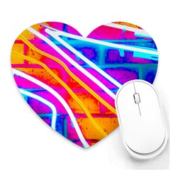 Pop Art Neon Wall Heart Mousepads by essentialimage365