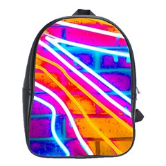 Pop Art Neon Wall School Bag (large) by essentialimage365