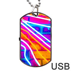 Pop Art Neon Wall Dog Tag Usb Flash (one Side) by essentialimage365