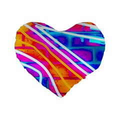 Pop Art Neon Wall Standard 16  Premium Heart Shape Cushions by essentialimage365