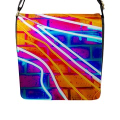 Pop Art Neon Wall Flap Closure Messenger Bag (l) by essentialimage365